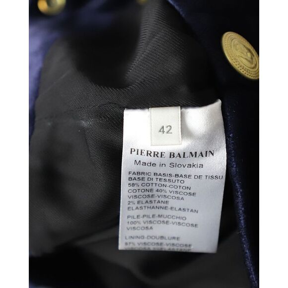 Pierre Balmain Military Blazer and Shorts Set in Blue Velvet - Picture 9 of 12